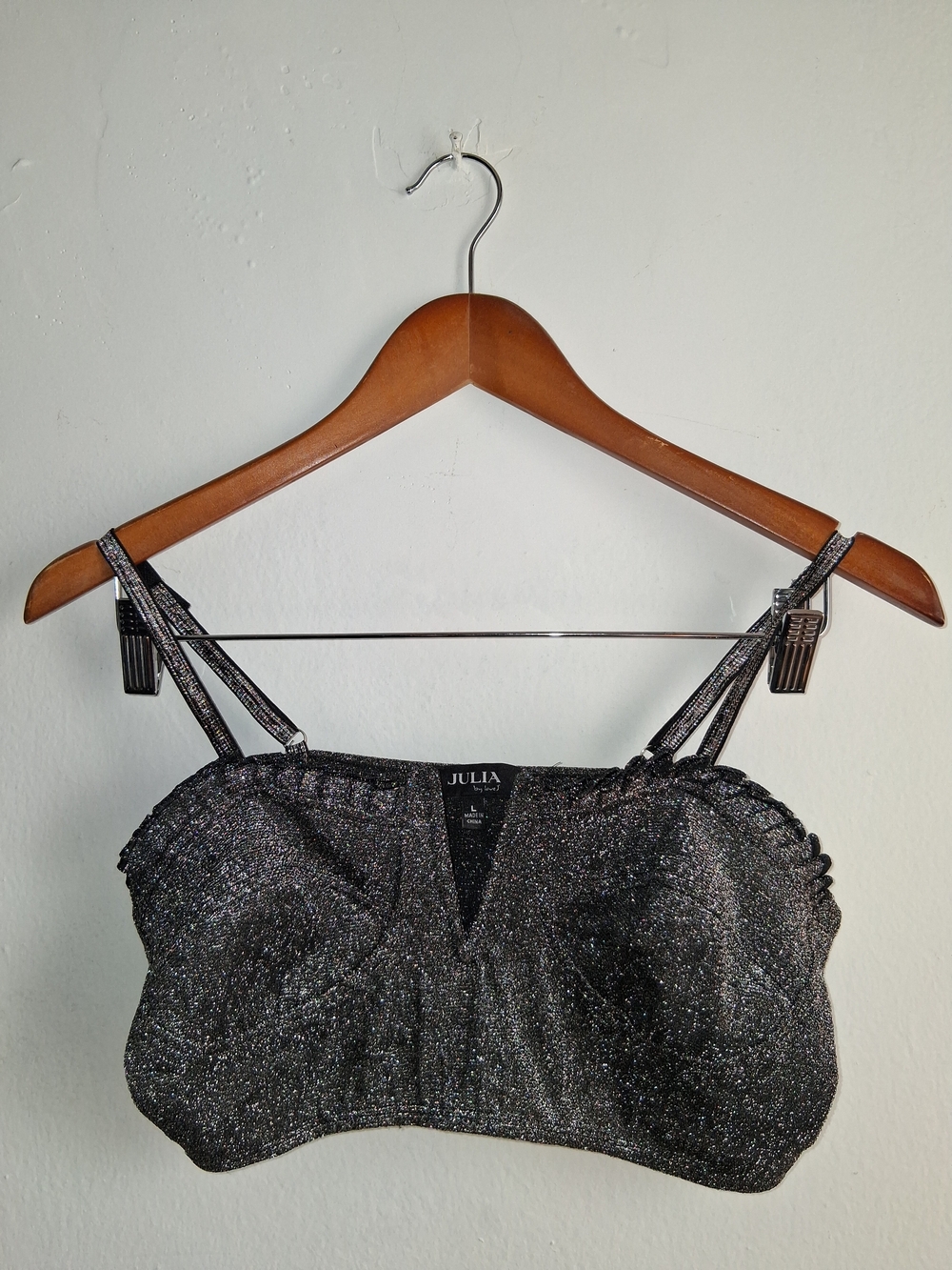 Julia Metallic Black Cropped Camisole